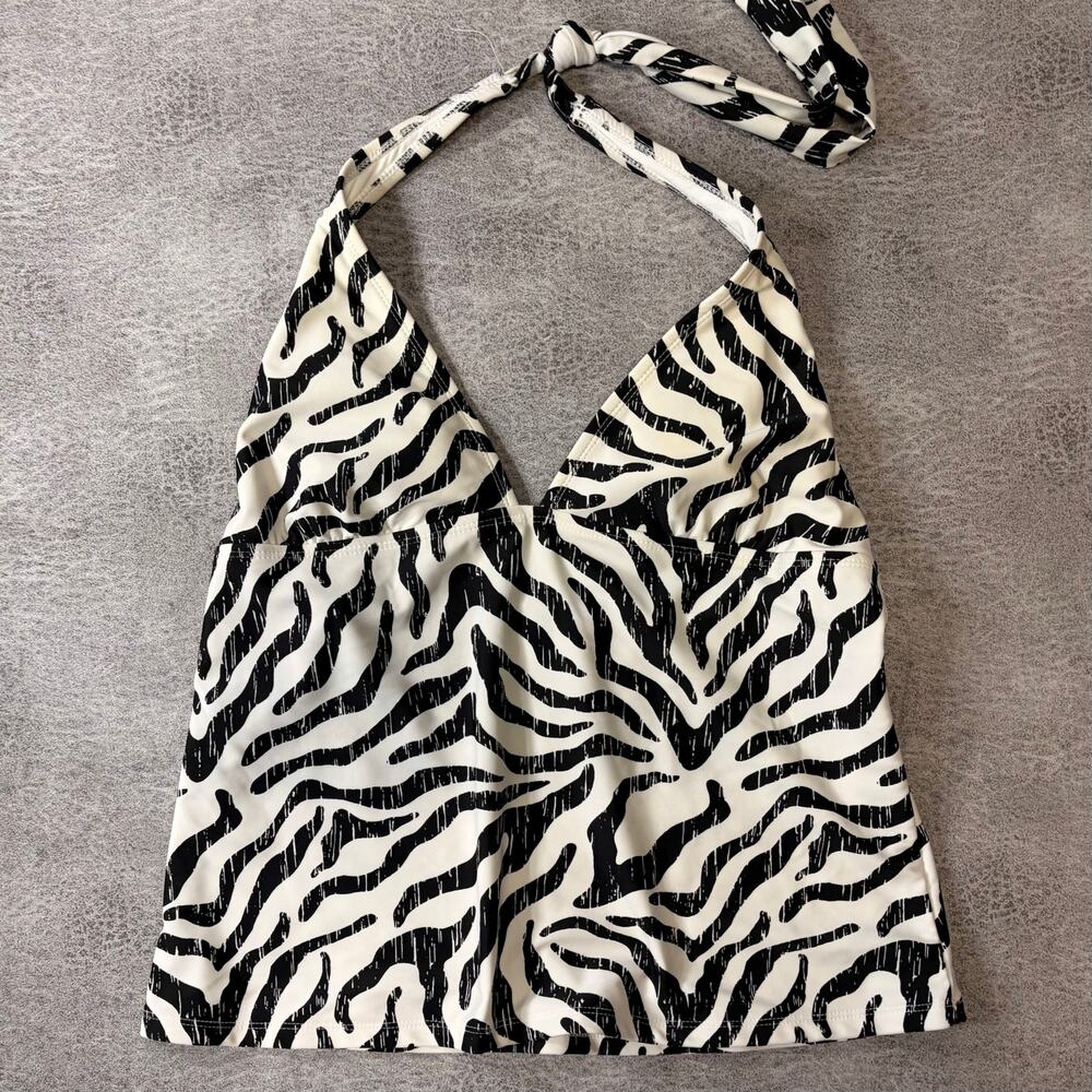 Catalina Zebra Print Halter Tankini